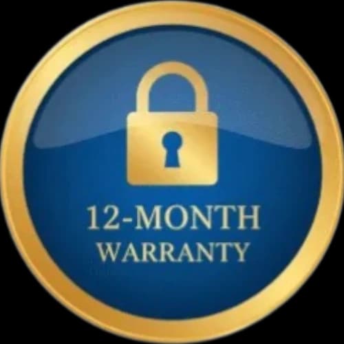 12-month warranty seal with padlock design