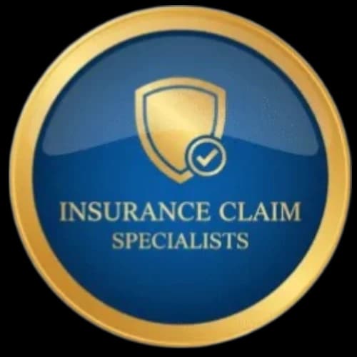 Insurance claim specialists badge with shield emblem